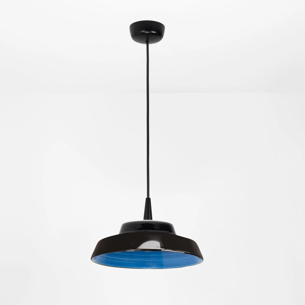 Circus Black Lampada a sospensione a LED, design artigianale in ceramica blu, diametro 24 cm, temperatura 2700K, dimmerabile TRIAC, alta efficienza