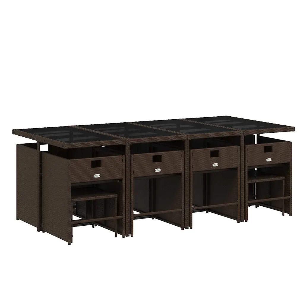 Set da Pranzo da Giardino 13pz con Cuscini Marrone Polyrattan 3211161