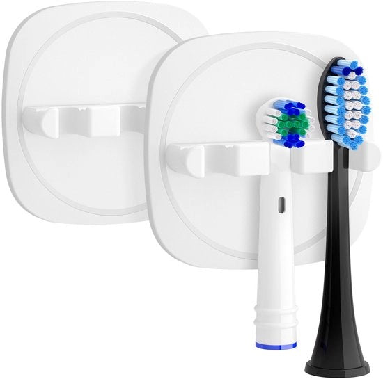 Supporto per spazzola da denti elettrica, 2 pezzi, supporto per spazzola da denti elettrica per bagno con adesivo 3M forte, supporto per spazzola da denti per bagno, bianco