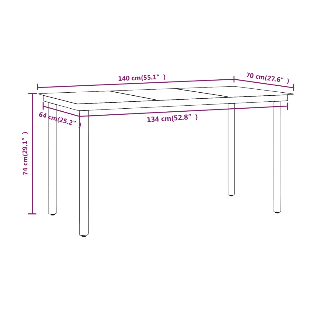 Set da Pranzo da Giardino 5 pz con Cuscini Beige e Nero 3099295