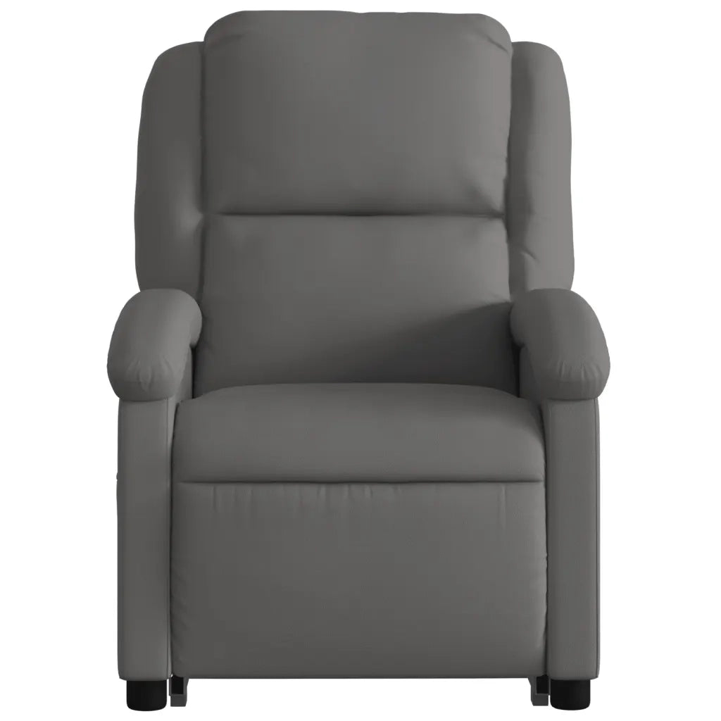 Poltrona Alzapersona Reclinabile Grigia in Vera Pelle 3204265