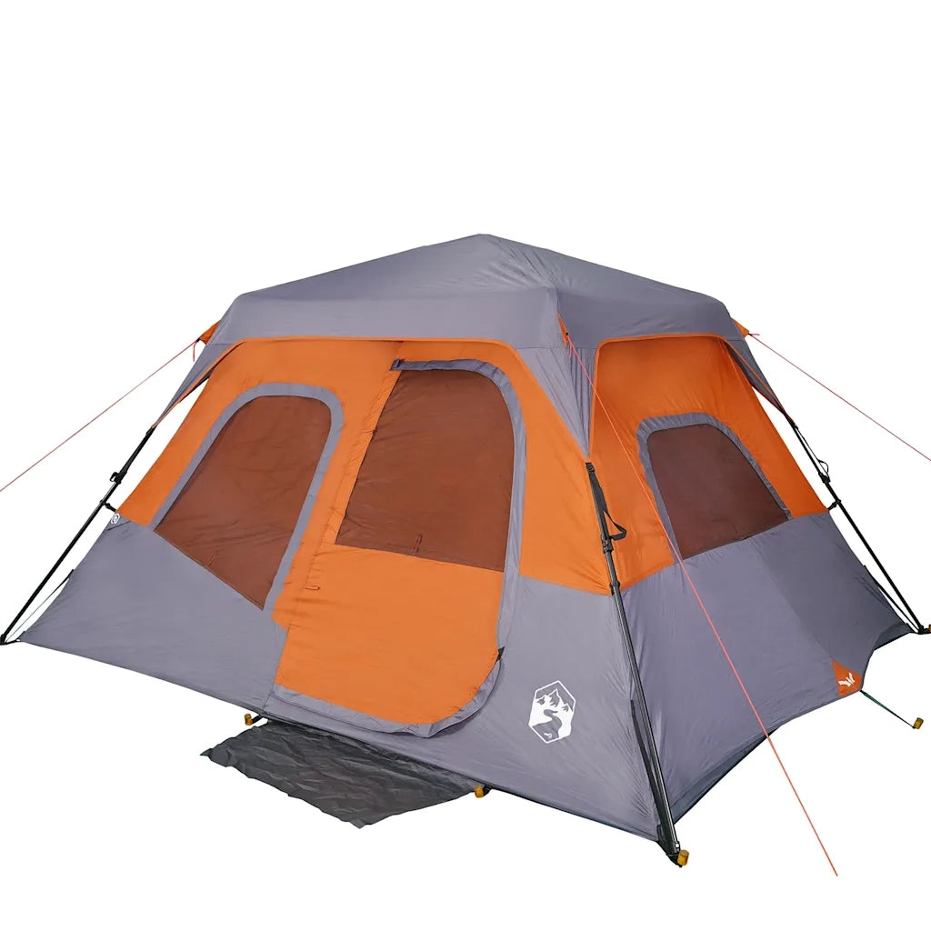Tenda Campeggio 6 Persone Grigio e Arancione Impermeabile 94297