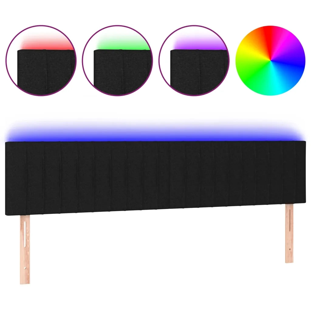 Testiera a LED-Testata con LED Nera 160x5x78/88 cm in Tessuto 806273