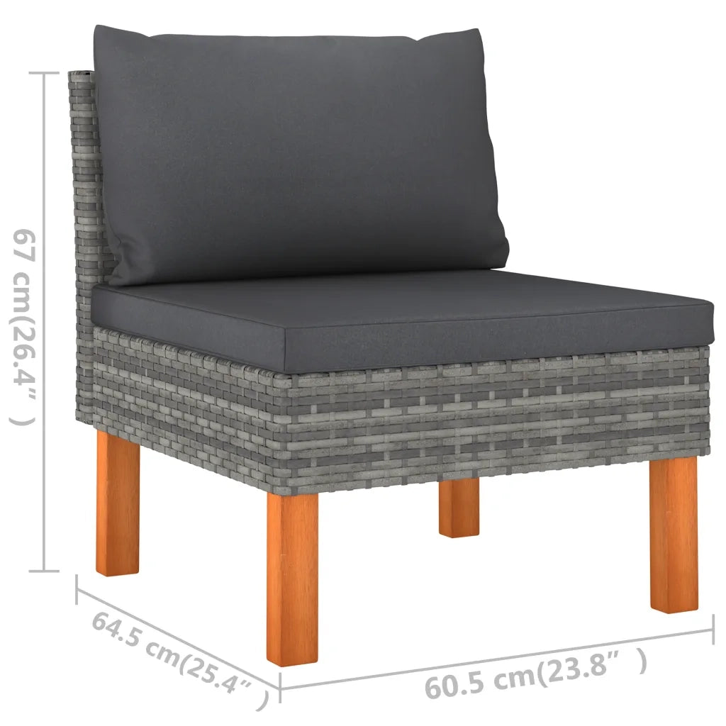 Divano da Giardino a 3 Posti con Cuscini Grigio in Polyrattan 3059707