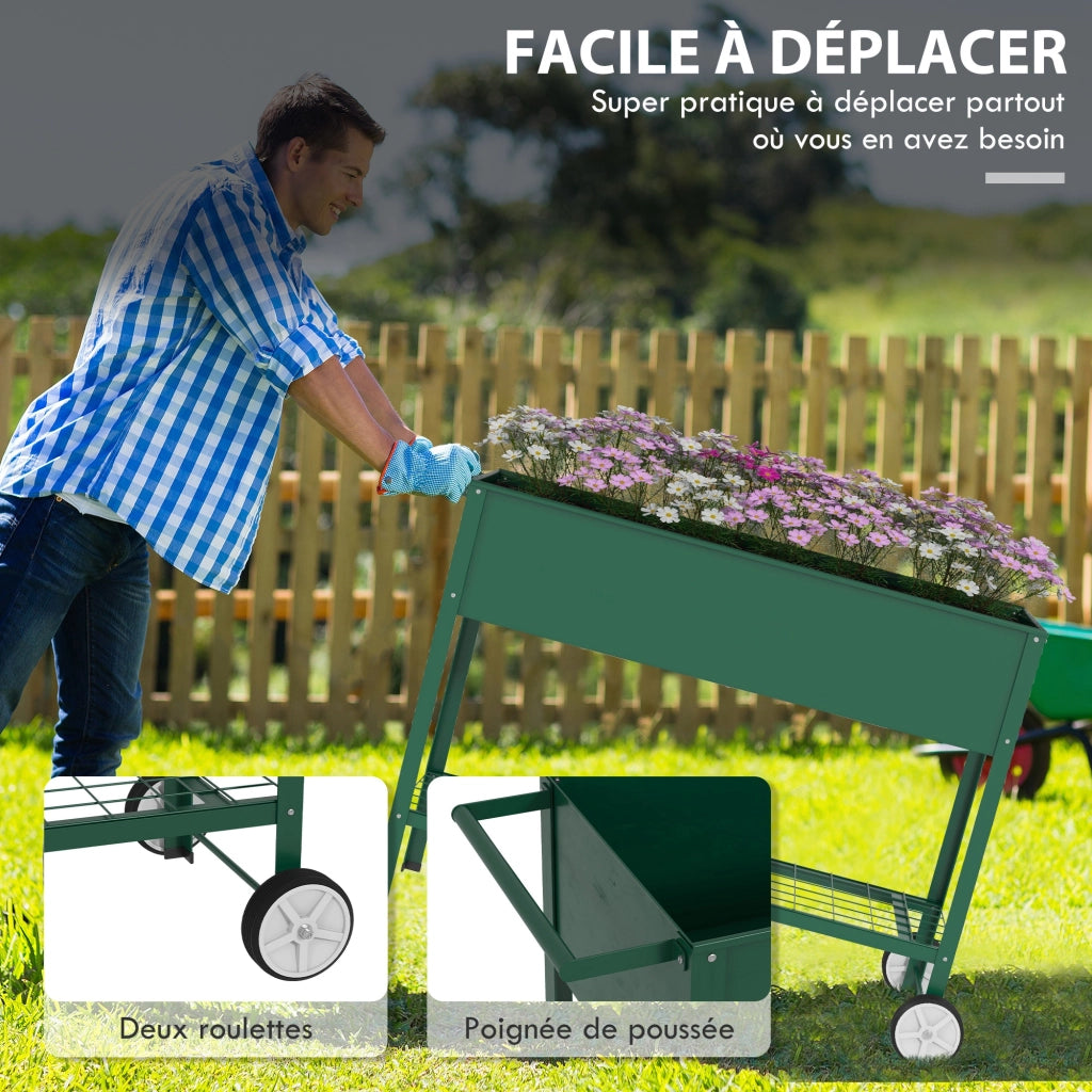 Fioriera con Ruote e Vassoio ¨C zephmum ¨C Verde 109x44x80 cm