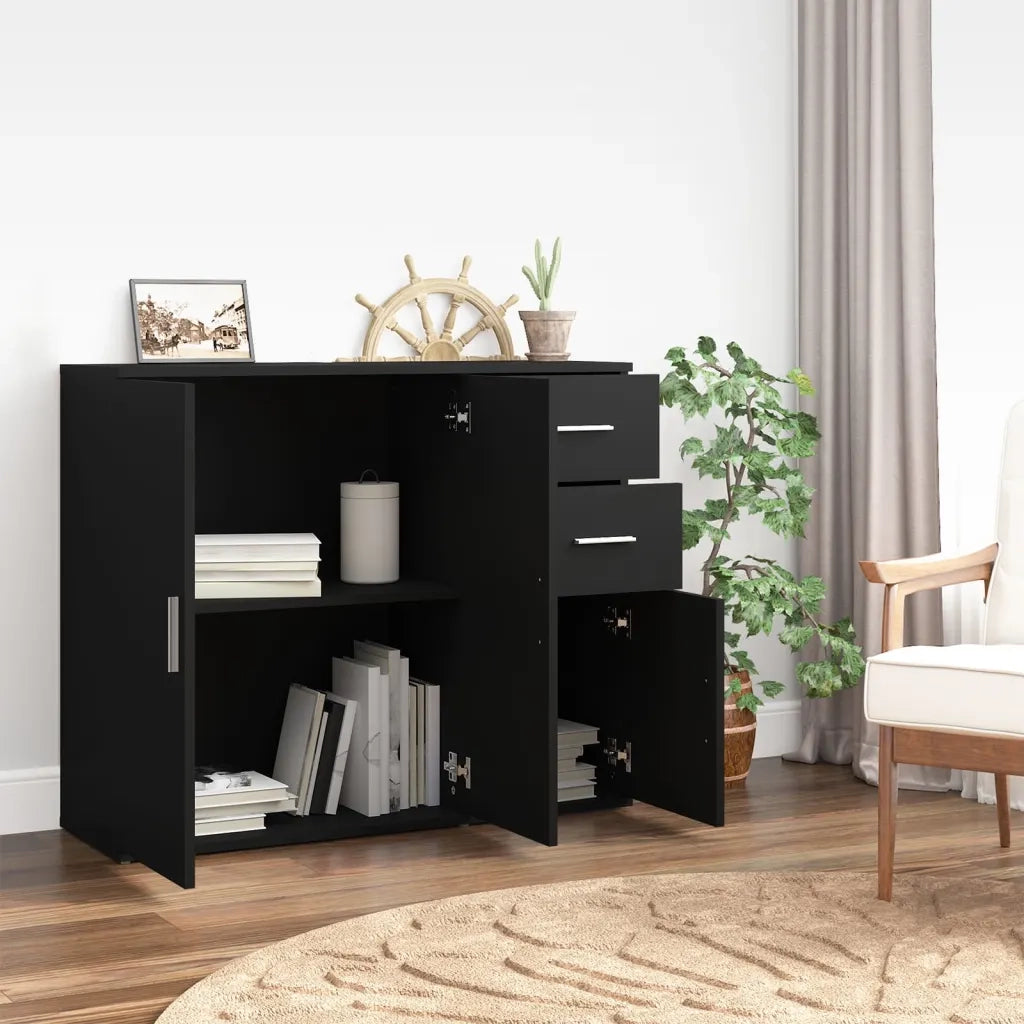 Credenza Nera 91x29,5x75 cm in Legno Multistratocod mxl 78344