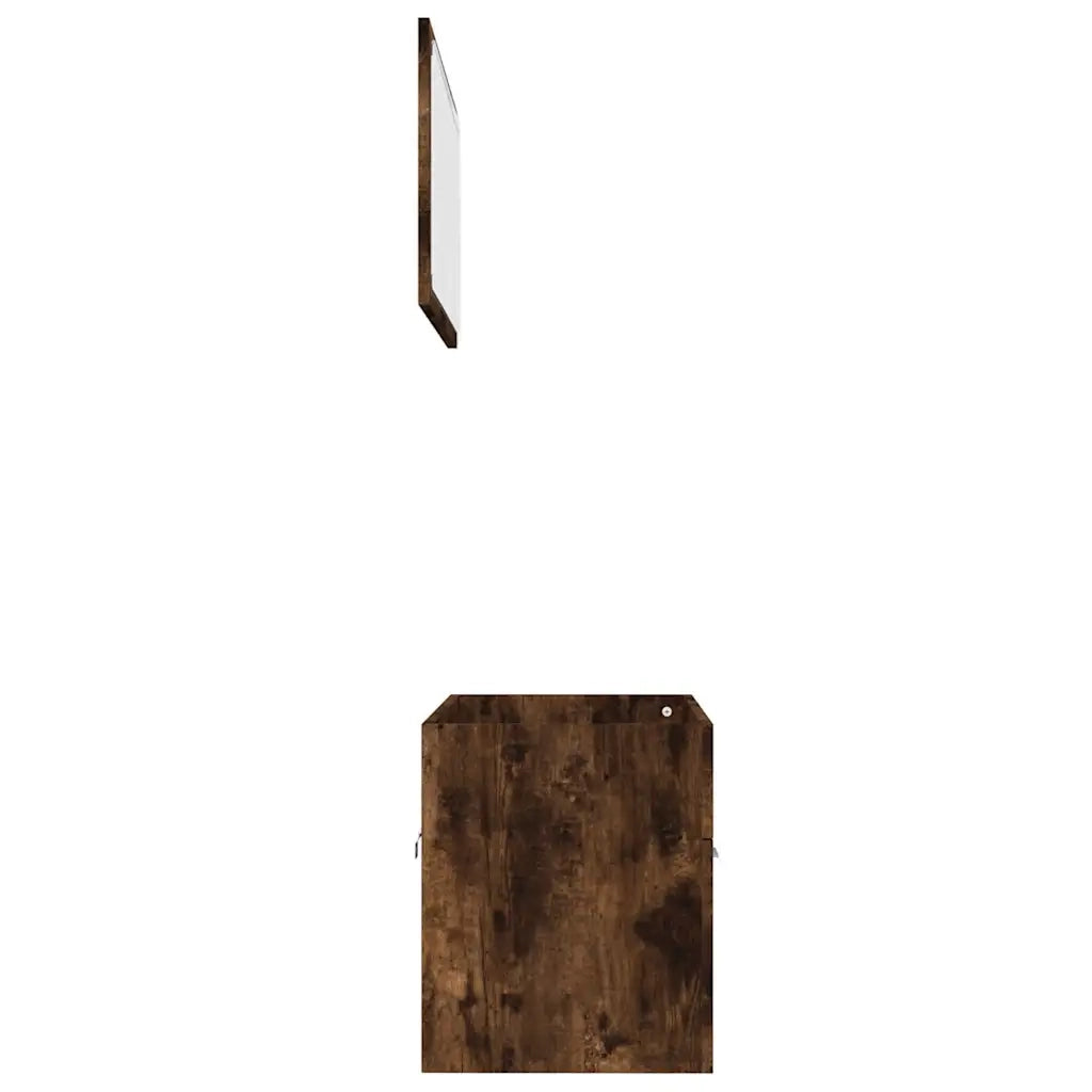 Set Mobili da Bagno | Armadio da bagno 2 pz Rovere Fumo in Legno Multistrato