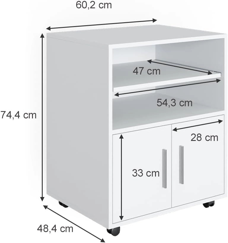 Contenitore per rotoli Novak, Bianco, 48.4 x 60.2 cm, con ripiani aperti e ruote scorrevoli