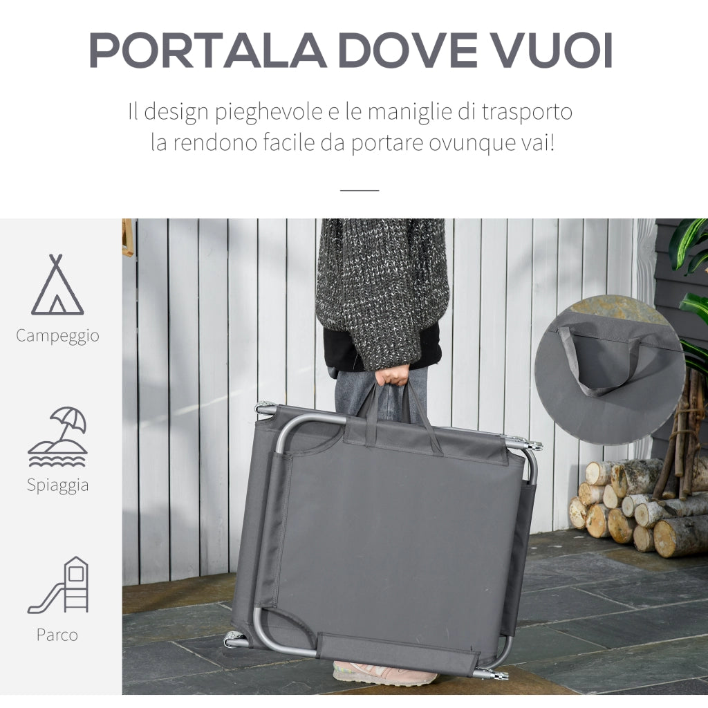 Sdraio Pieghevole con Schienale Reclinabile ¨C zephmum ¨C Grigio 187x55x24