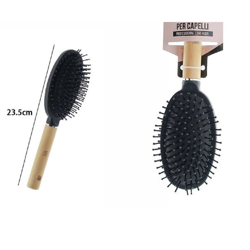 Trade Shop - Spazzola Pneumatica Con Manico Legno Acconciatura Capelli Professionale 23,5 Cm -