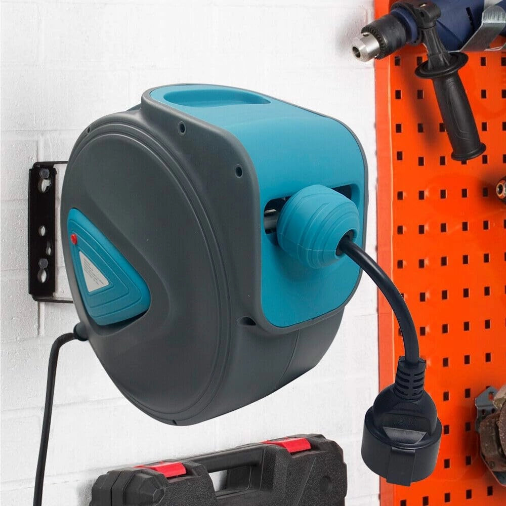 Avvolgicavo automatico per esterni, con cavo di prolunga da 20 m, avvolgicavo con rotazione a 180°, montaggio a parete