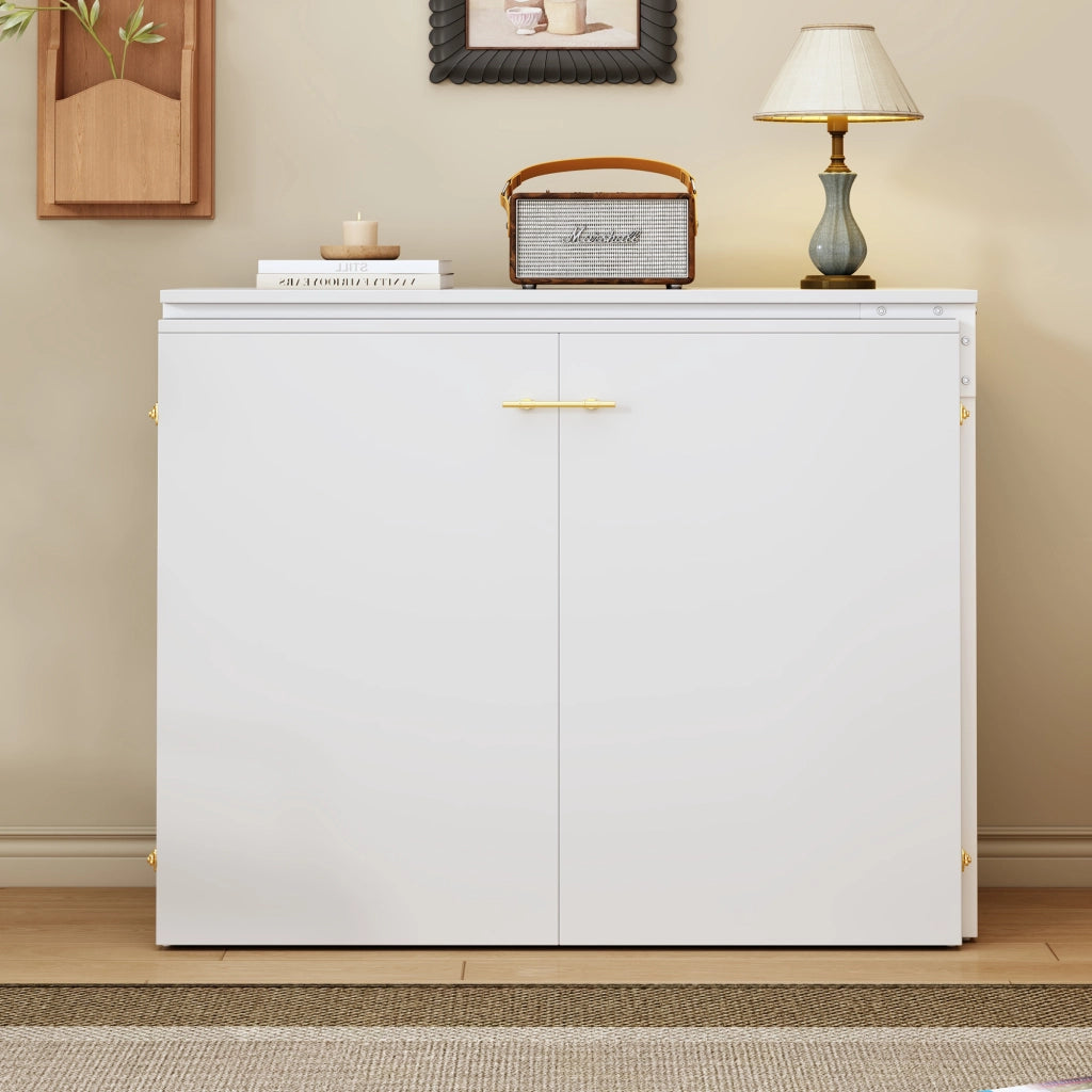 Letto a Scomparsa con Scrivania Girevole e Materasso ¨C MINIMAL ¨C con Ruote