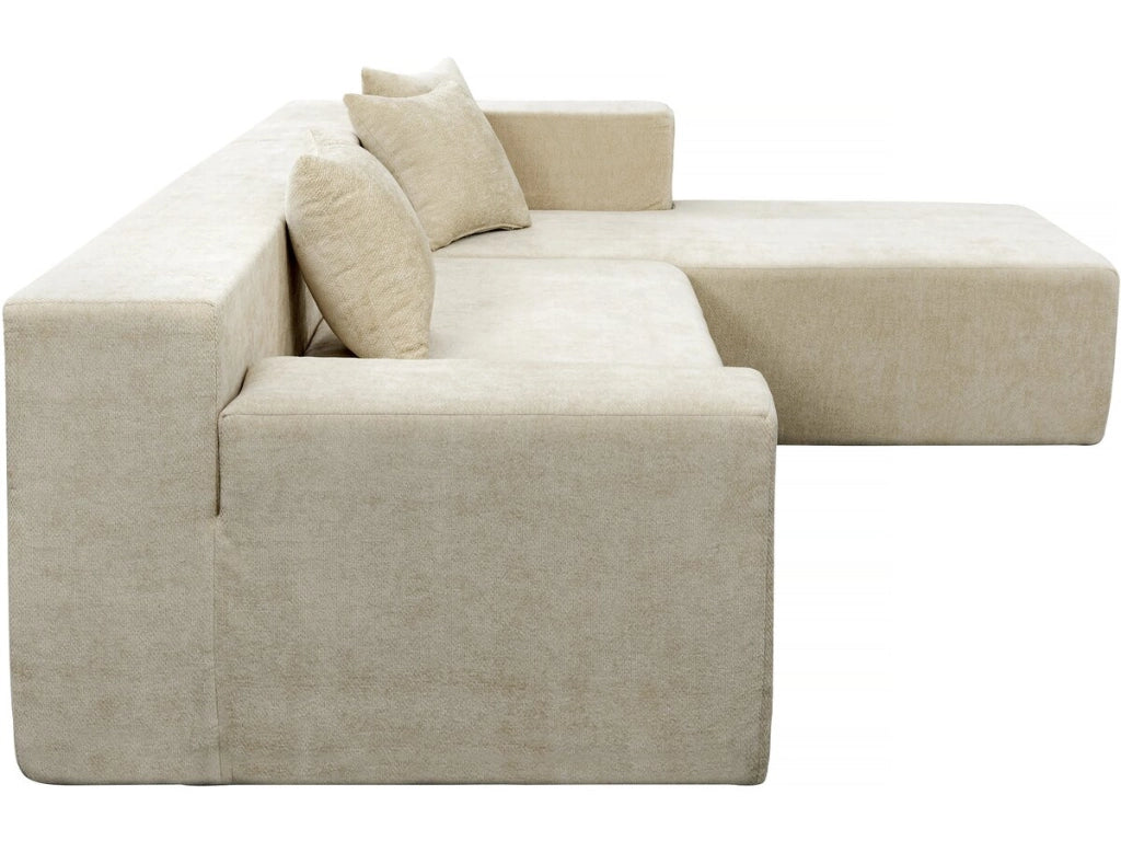 Divano angolare in tessuto testurizzato "Tessaro" - 4 posti - Beige