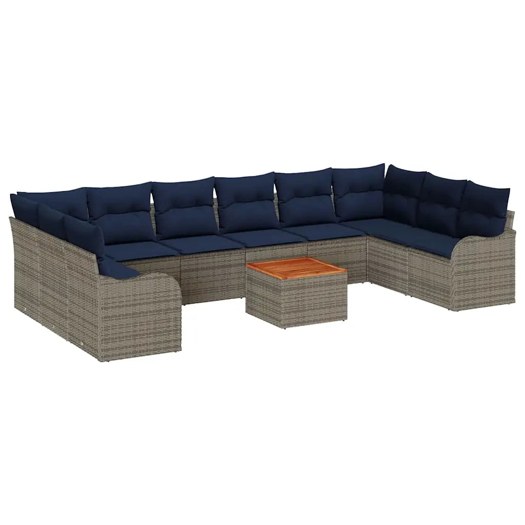Set Divano da Giardino 10 pz Grigio polyrattan 3347500