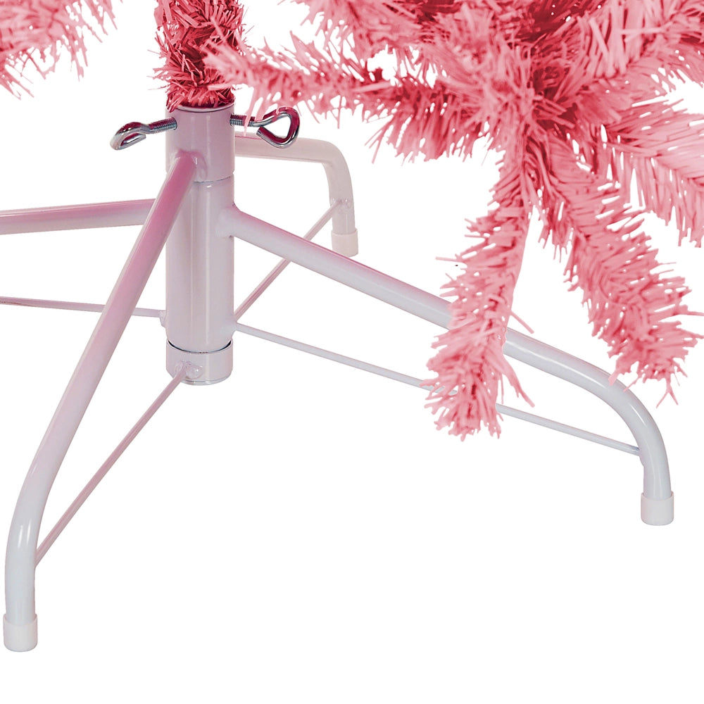 Albero di Natale artificiale Base in metallo PVC tradizionale 210 cm rosa