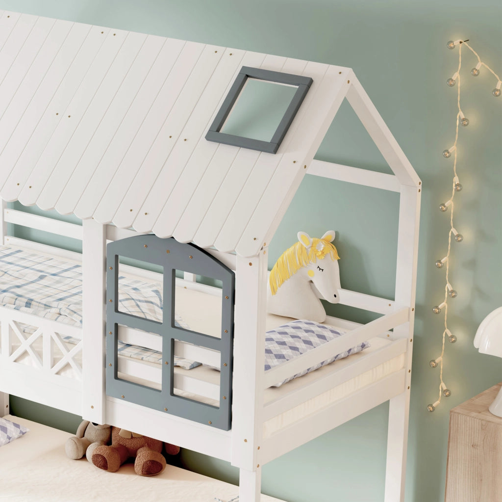 Letto a castello per bambini con scala contenitore 90x200 cm