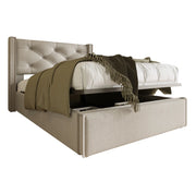 Letto imbottito 90x200 cm con contenitore sollevabile; cotone grigio chiaro (Senza materasso)