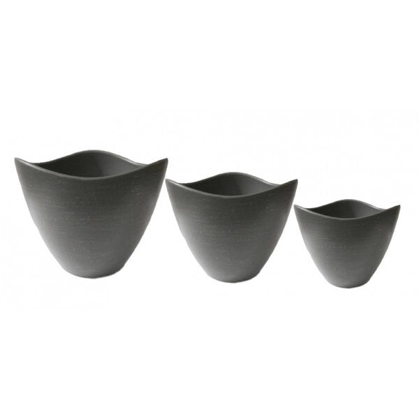 Caspo' vasi in ceramica malaga antracite 3 pezzi 17 - 22 - 28 cm beta