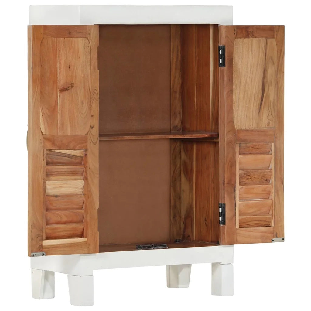 Credenza Bianca 55x30x90 cm in Legno Massello di Acacia 351612
