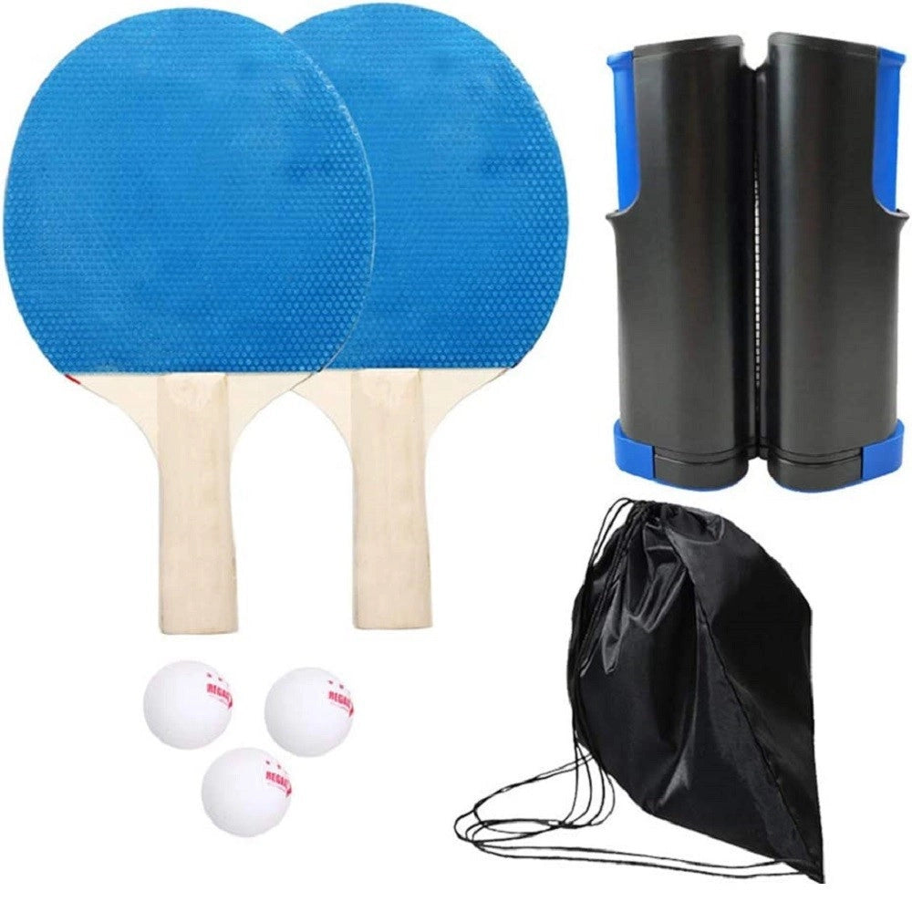 Trade Shop - Set Racchette Ping Pong Con Staffa A Rete Retrattile Morsetti Palle Pali Tennis -