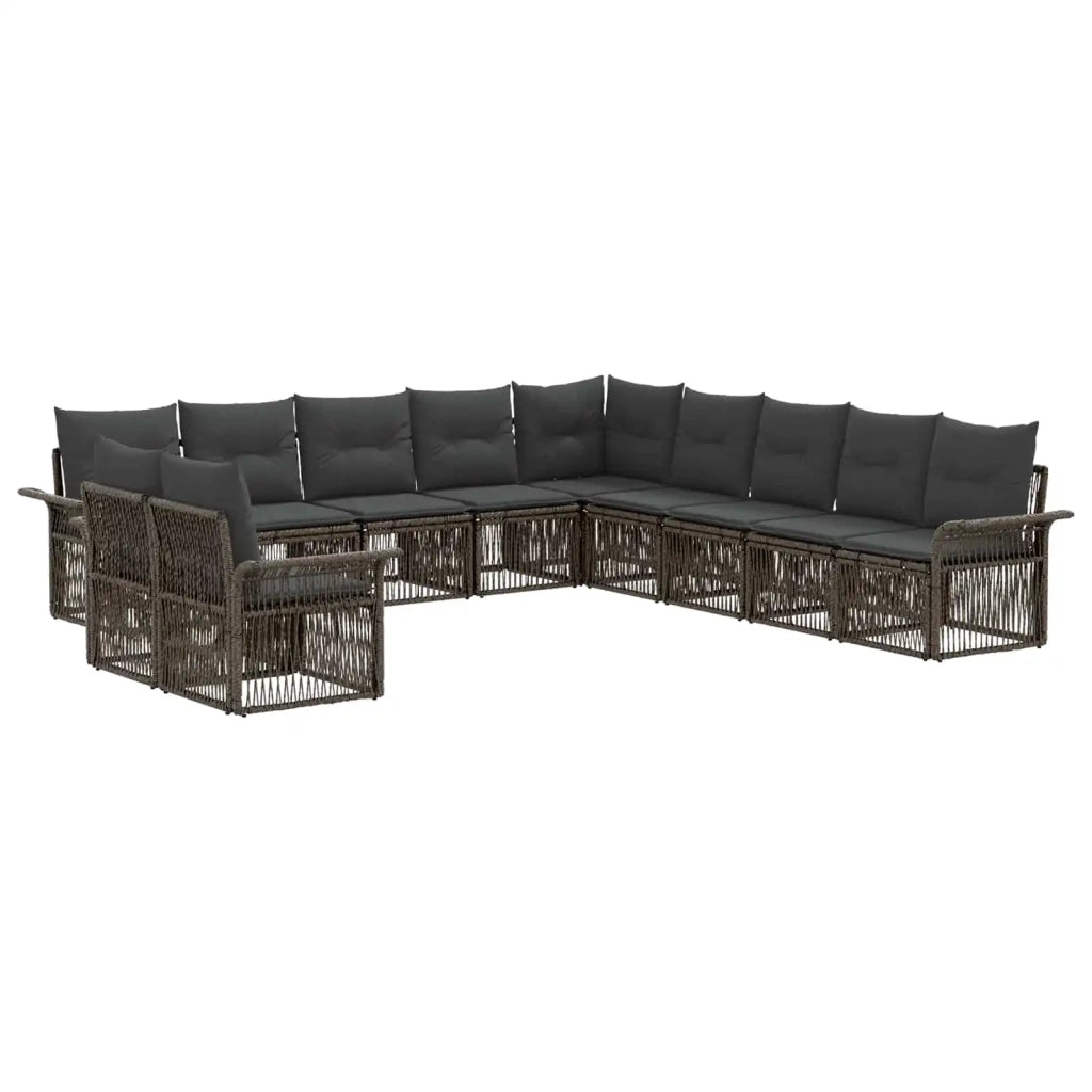 Set Divano da Giardino 11 pcs Grigio polyrattan 3434882