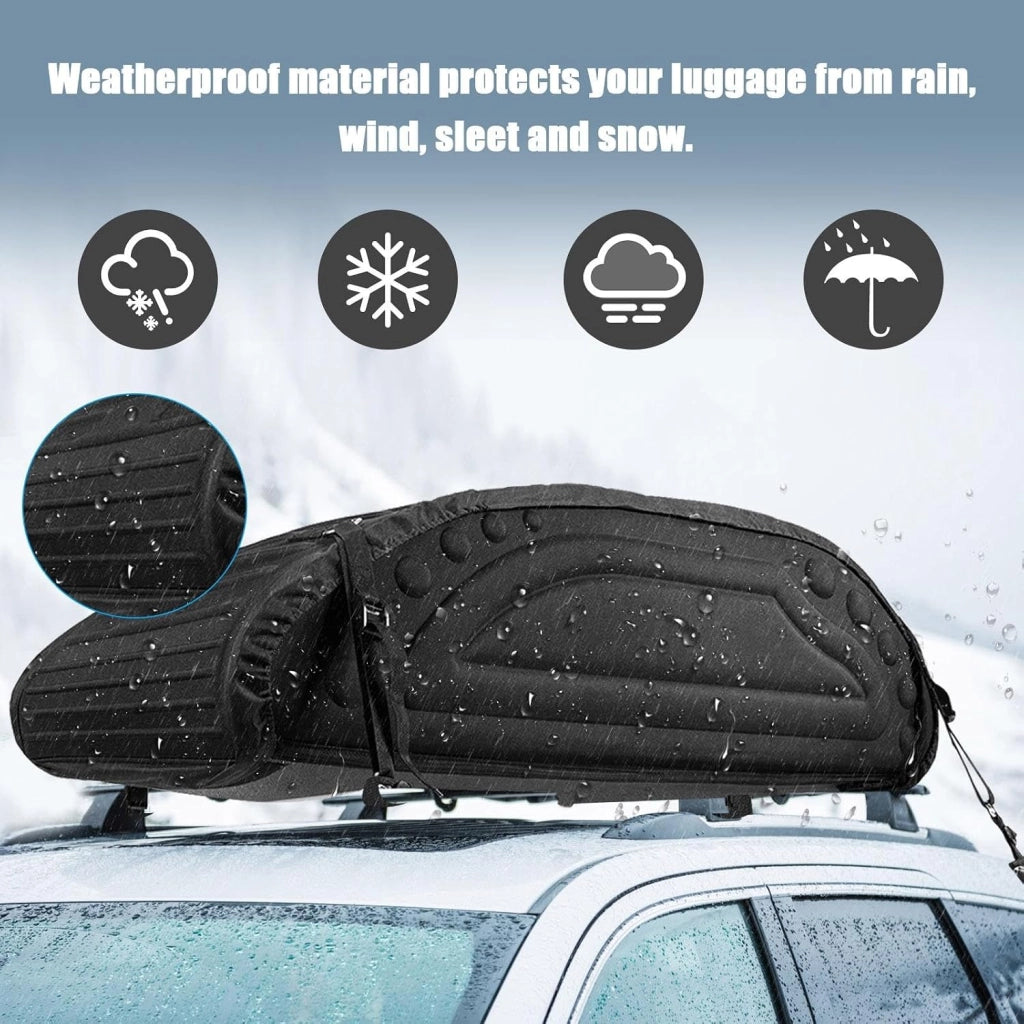 Box Tetto Auto 400L, 113,5 X 63,5 X 36,5 CM, Portapacchi Auto Tetto Impermeabile con Cinghie di Trasporto & Borsa di Trasporto, per Auto, Furgoni, SUV (Nero)