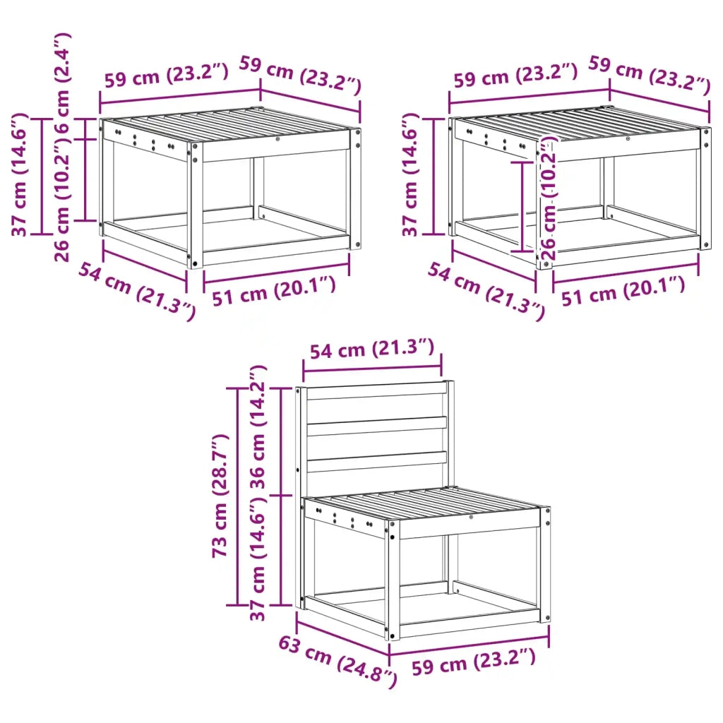 Set di divani da esterno 6 pcs Bianco 59 x 59 x 37 cm 3387513