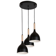 Lampada sospensione Luminex Noak Wood nera opaca 3xE27