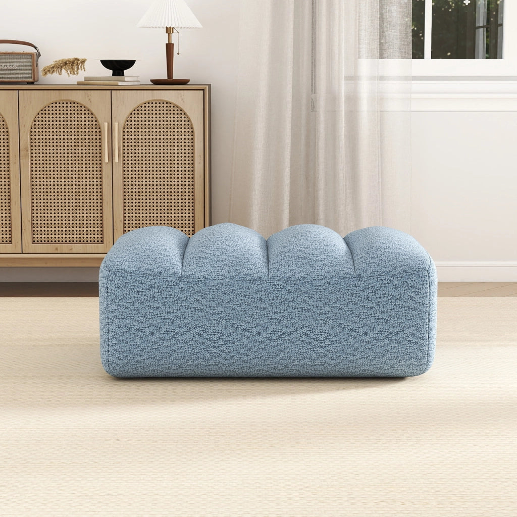 Divano modulare senza montaggio in tessuto fleece granulato Blu