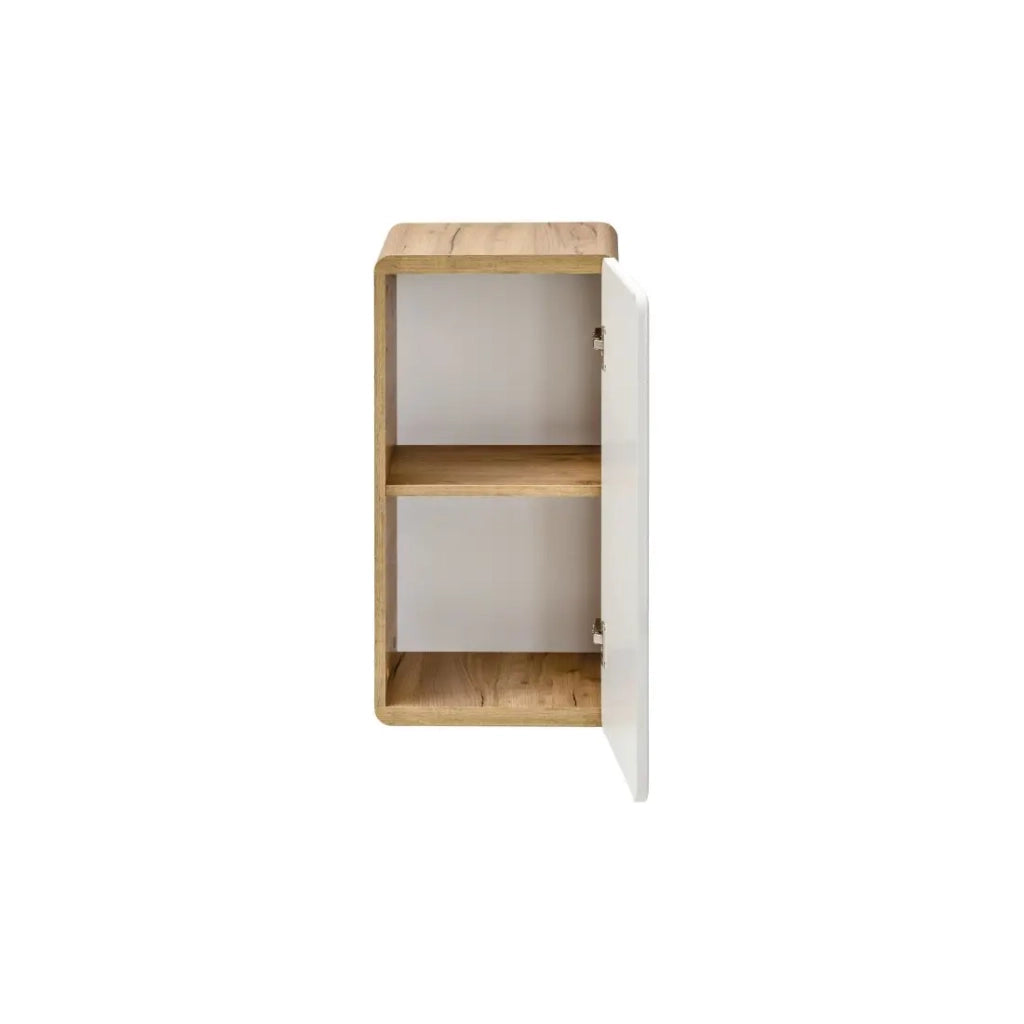 Mobile bagno ERBANO – Rovere chiaro e bianco lucido – 35x68 cm – 1 porta – Da appendere