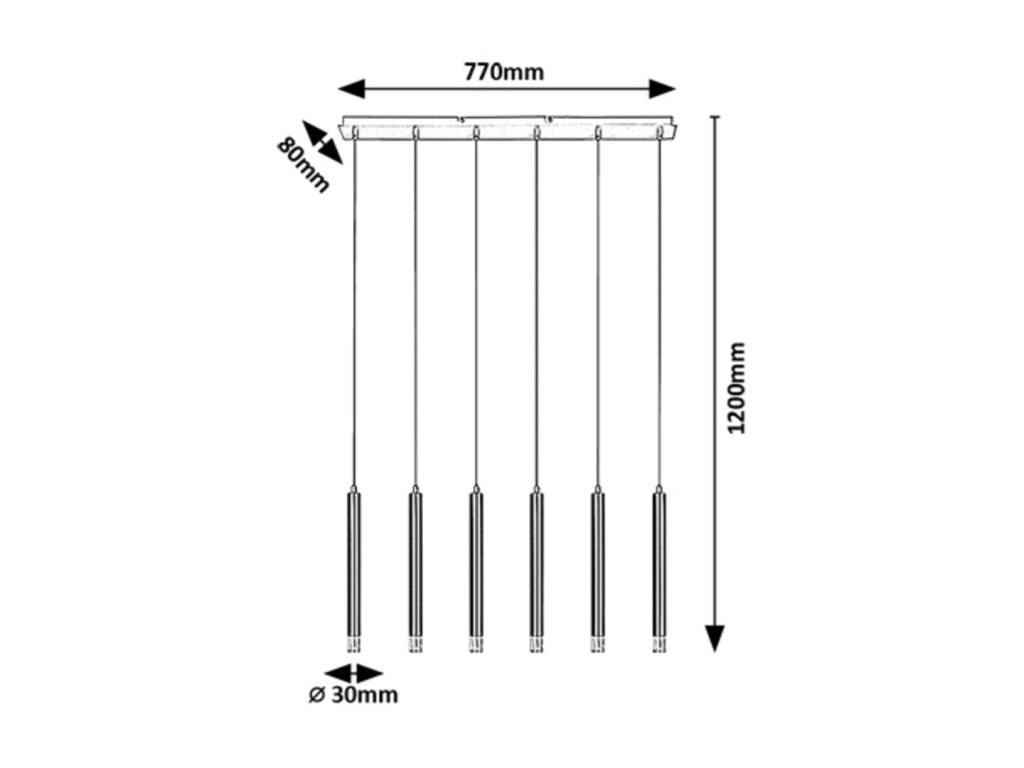 Lampada sospesa barra moderna Ramira oro 6xG9 Rabalux