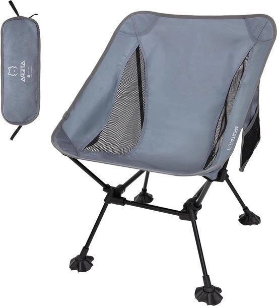 Sedile pieghevole ultraleggero con tasca portatile - Sedile da campeggio portatile per escursioni, pesca e spiaggia - Grigio, 150 kg