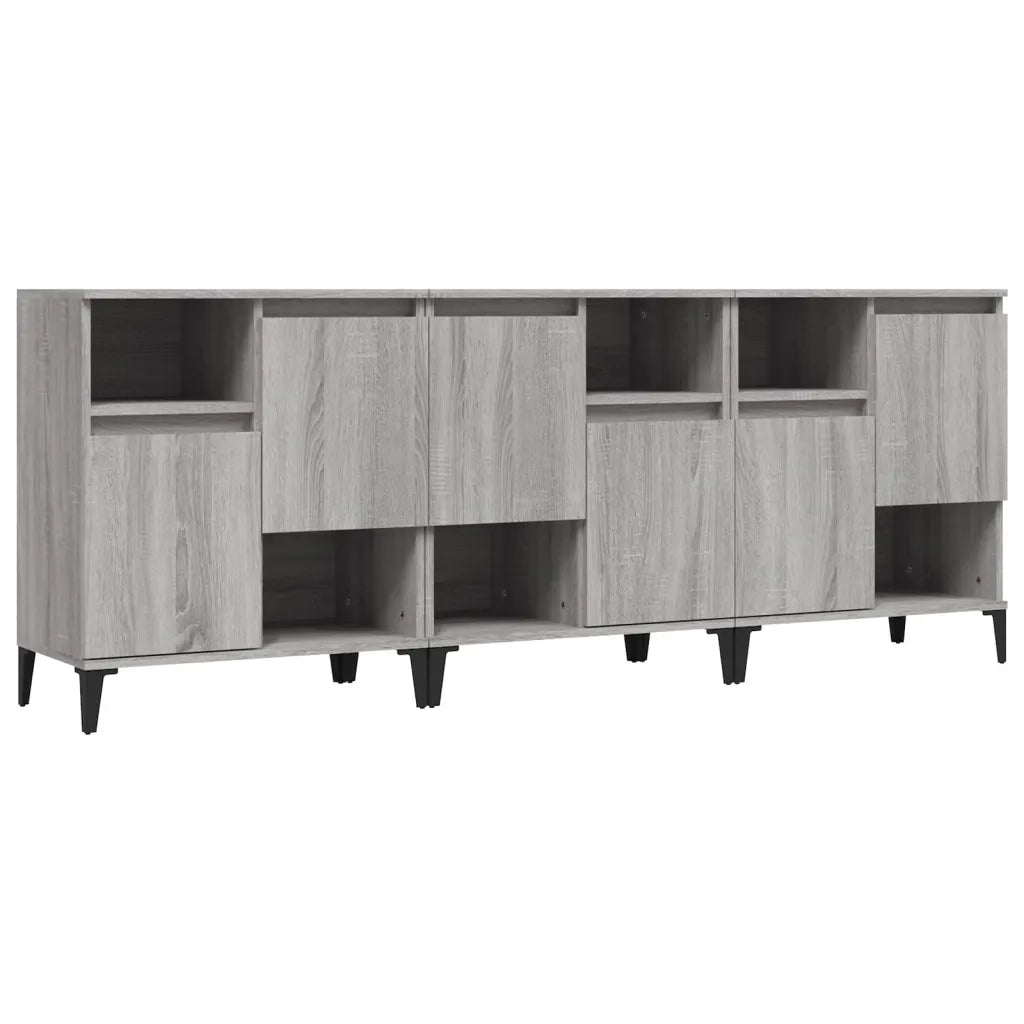 Credenze 3pz | Madia | Buffet da pranzo | Armadio da pranzo Grigio Sonoma 60x35x70 cm in Legno Multistrato