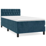 Letto singolo | Letto per adulti | Giroletto a Molle con Materasso Blu Scuro 90x190 cm in Velluto
