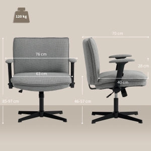 SEDIA UFFICIO Girevole 76x70x85-97 cm Tessuto Grigio con Braccioli Ribaltabili
