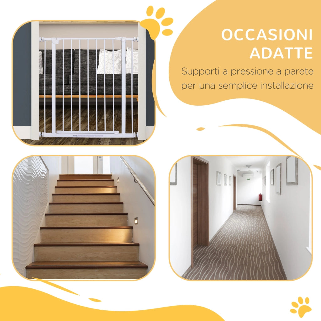 Cancelletto di Sicurezza per Animali Allargabile ¨C zephmum ¨C Bianco Acciaio 76x76-82 cm