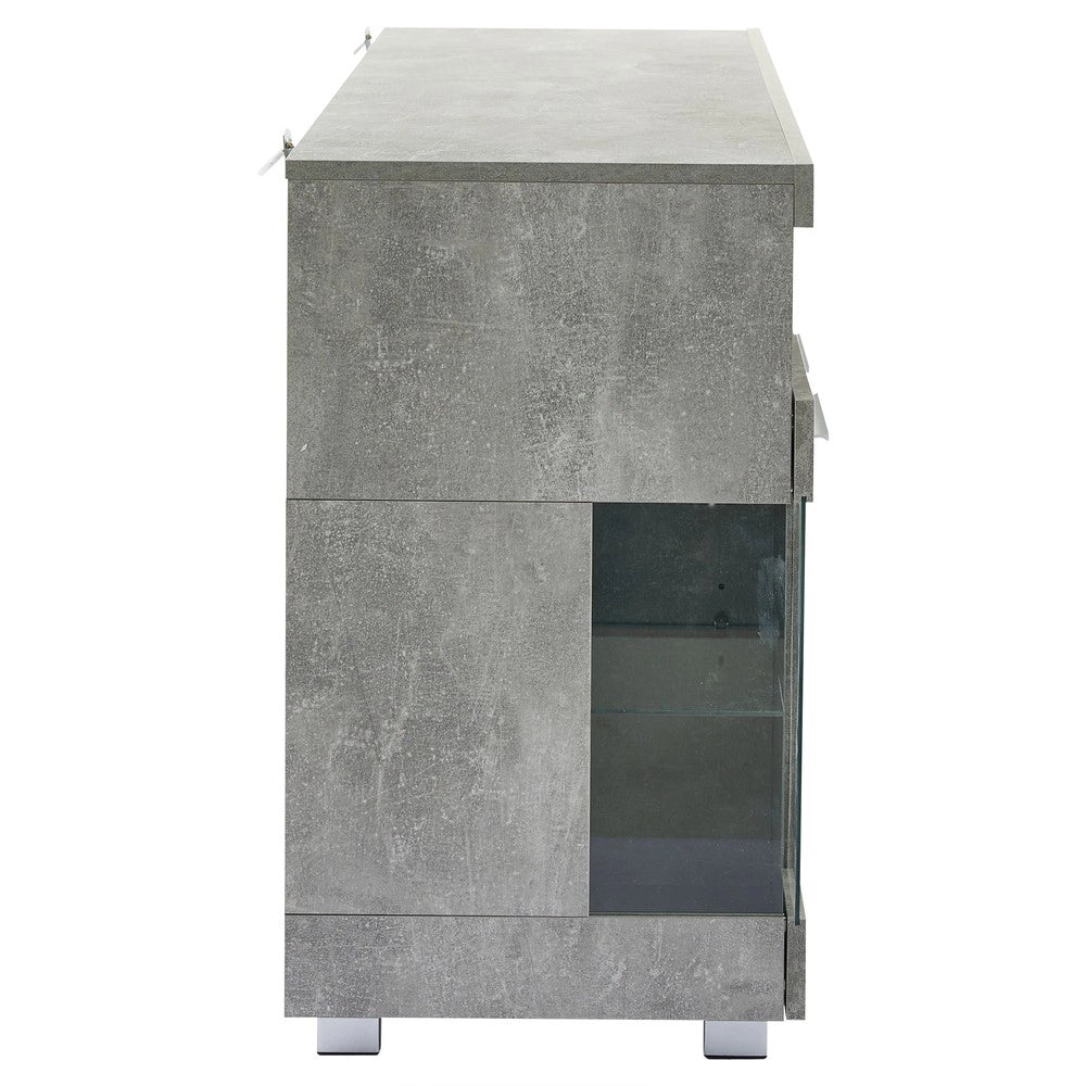 Mobile TV con LED e Vetro Temperato ¨C MINIMAL ¨C Cemento Lucido, 3 Vani, 140x40x70