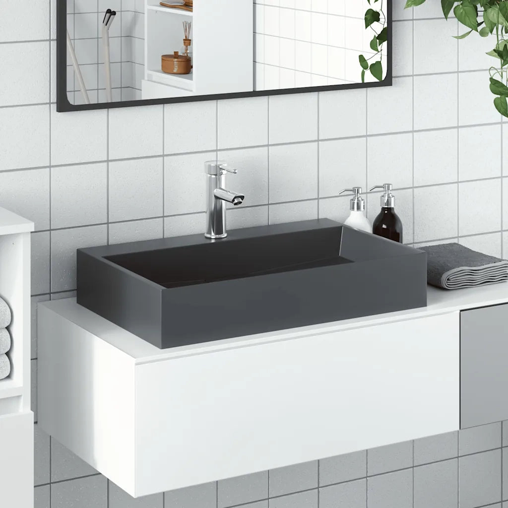 vidaXL Lavandino 60x38x11 cm Blocco in Marmo/Minerale Antracite