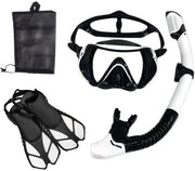 Attrezzo da snorkeling per adulti - maschera, pinne, set di snorkeling - maschera da immersione panoramica - pinne per camminata - snorkel secco - set a 3 pezzi per immersioni sportive all'aperto - set da immersione da nuoto - misura L/XL (42-45)