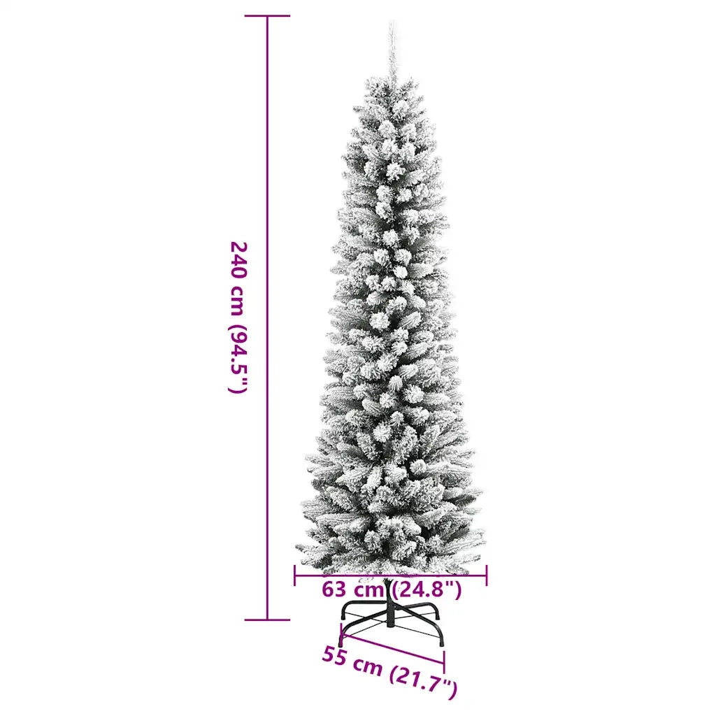 Albero Natale | Decorazioni natalizie Artificiale Sottile Neve Floccata 240 cm PVC e PE