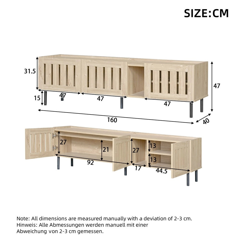 Mobile TV Lowboard ¨C MINIMAL ¨C Legno MDF, Design Traforato, 160x40x47 cm