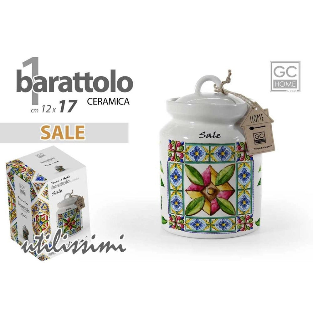 Barattolo Contenitore da Cucina in Ceramica Sale Terra e Sole 17 cm