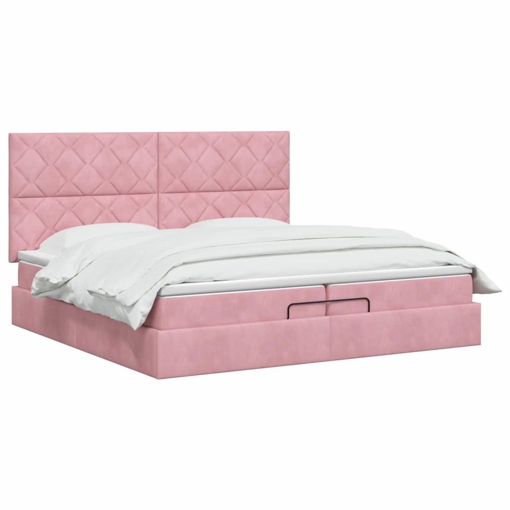 Letto ottomano con materasso Rosa 200 x 200 cm Velluto 3457820
