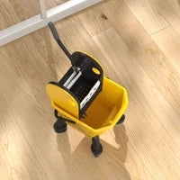Secchio per Mocio con Ruote e Strizzatore Smontabile a Pressione, Capacità 26L, Include Mocio e Manico Giallo