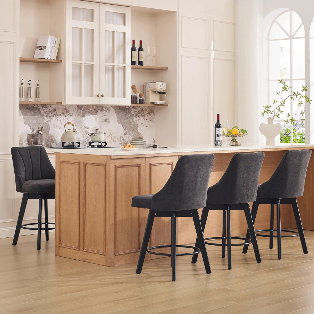 SGABELLO BAR Girevole 53 x 53,5 x 94,5 cm Chenille Grigio