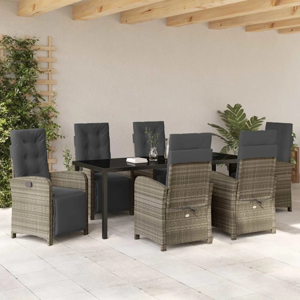 Set da Pranzo per Giardino 7 pcs Grigio chiaro polyrattan 3380349