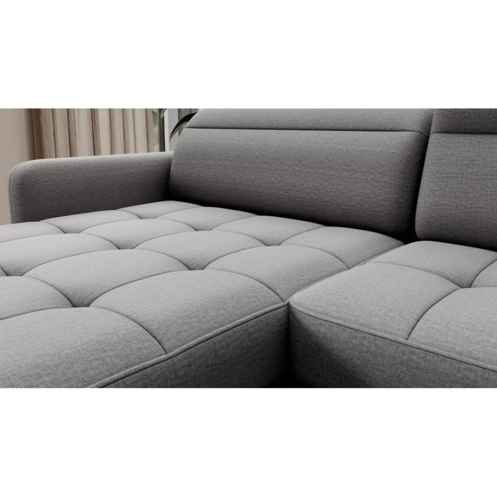Divano angolare convertibile BERTHO 306 cm grigio – Angolo sinistro con contenitore