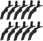 Set di Clip per Capelli da 10 pezzi - Nero - Resistente al Calore - Materiale Residuo - Denti Extra Larghi - Adatto a Tutti i Tipi di Capelli - Clip per Capelli