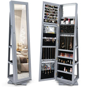 Mobile portagioielli girevole a 360 gradi 39 x 39 x 161 cm con specchio a figura intera finitura velluto grigio 20_0019104