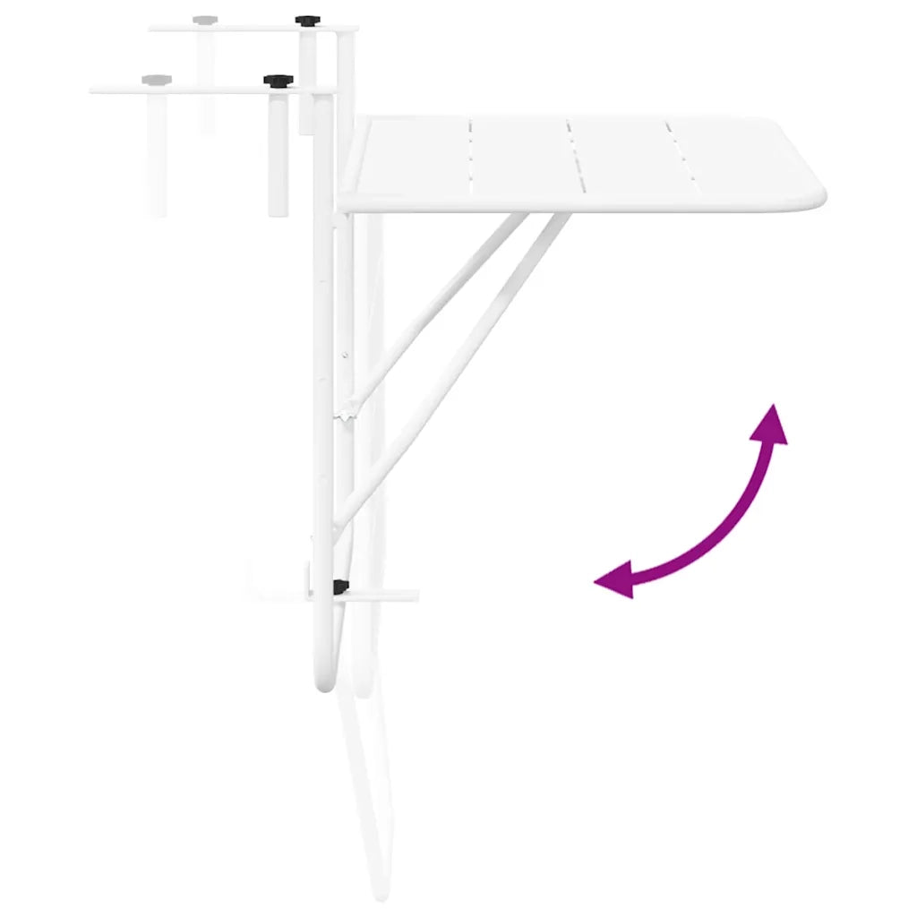 Tavolo Appeso da Balcone Bianco 60 x 39 x 65 cm Acciaio 42008074